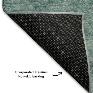 HomeRoots 10' X 14' Teal and Aqua Geometric Washable Area Rug – Durable, Stain-Resistant, UV Protected Style! 708295
