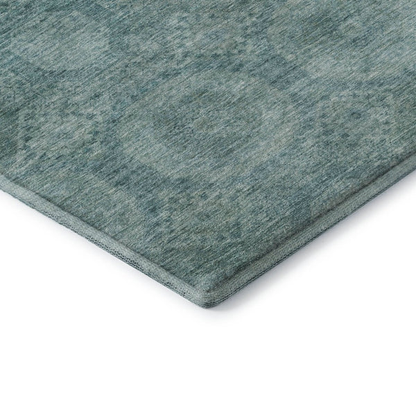 HomeRoots 10' X 14' Teal and Aqua Geometric Washable Area Rug – Durable, Stain-Resistant, UV Protected Style! 708295