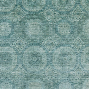 HomeRoots 10' X 14' Teal and Aqua Geometric Washable Area Rug – Durable, Stain-Resistant, UV Protected Style! 708295