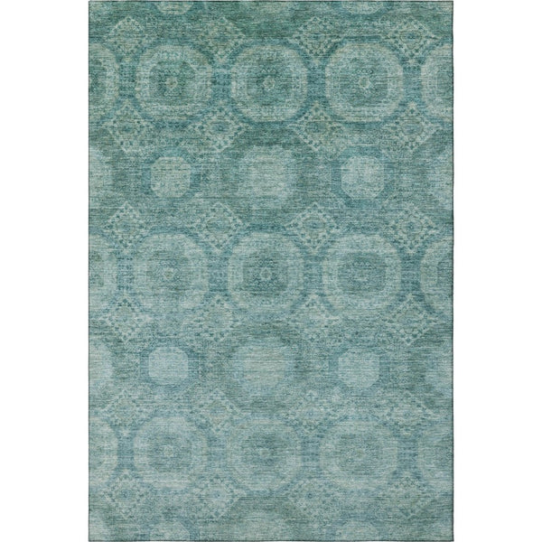 HomeRoots 10' X 14' Teal and Aqua Geometric Washable Area Rug – Durable, Stain-Resistant, UV Protected Style! 708295