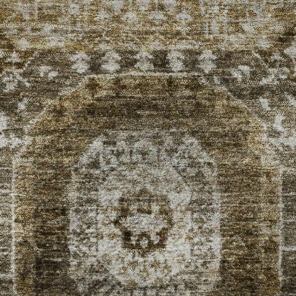HomeRoots 8' Geometric Washable Area Rug in Brown, Beige & Taupe - Durable, Stain Resistant, UV Protected! 708299
