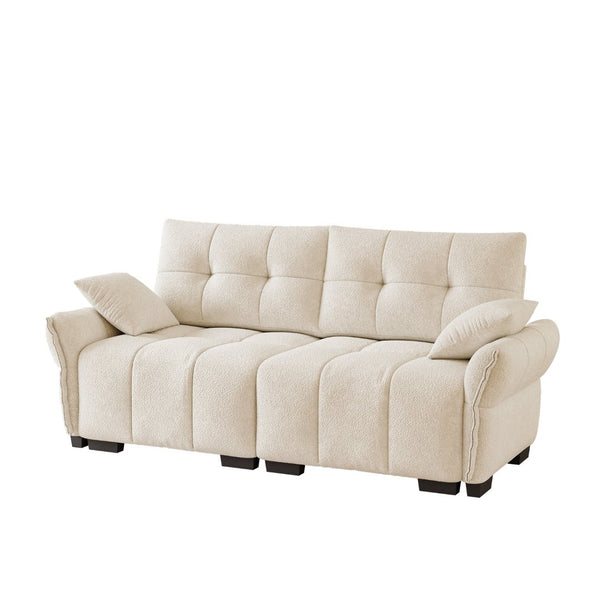 English Elm Premium Chenille Two Seater Sofa Tufted Arms Ergonomic Foam Living Room Lounge White W714S01631