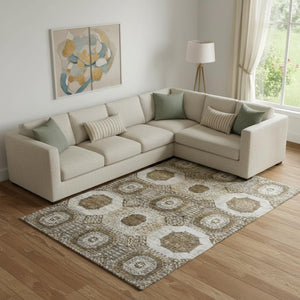 HomeRoots 10' X 14' Modern Abstract Geometric Washable Area Rug - Stain Resistant with UV Protection & Durability 708301