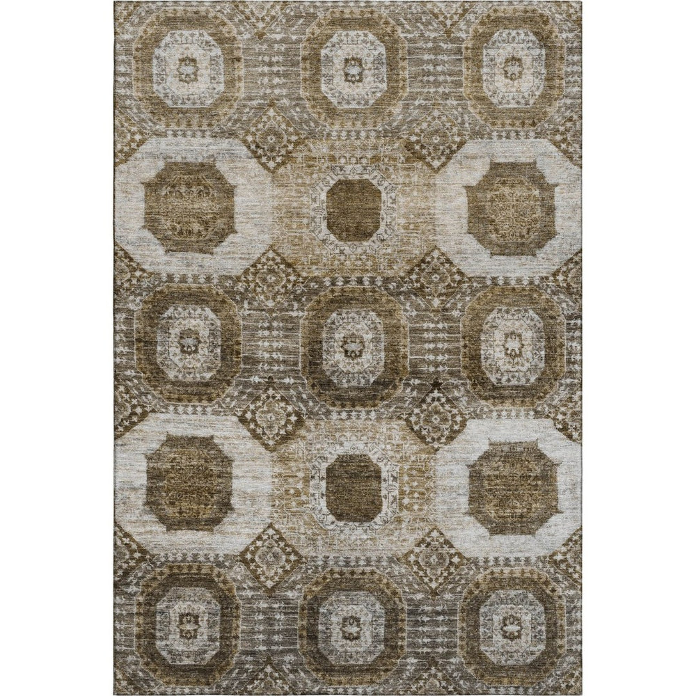HomeRoots 10' X 14' Modern Abstract Geometric Washable Area Rug - Stain Resistant with UV Protection & Durability 708301