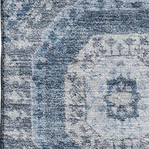 HomeRoots 5' X 8' Blue and Ivory Abstract Geometric Area Rug - Washable, UV Protected, Soft, and Stylish! 708303