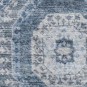 HomeRoots 9' X 12' Blue And Ivory Abstract Geometric Area Rug – Stylish, Durable & Washable with UV Protection 708306