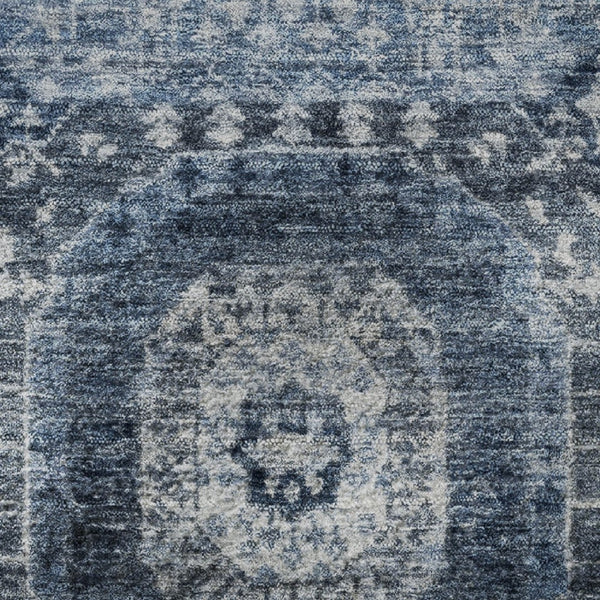 HomeRoots 10' X 14' Blue & Ivory Geometric Washable Area Rug – Stylish, Durable, UV-Protected for Family Homes 708307