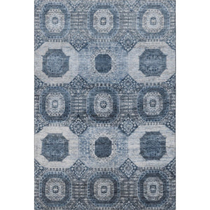 HomeRoots 10' X 14' Blue & Ivory Geometric Washable Area Rug – Stylish, Durable, UV-Protected for Family Homes 708307