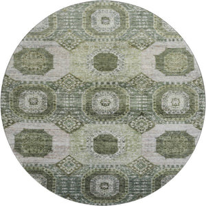 HomeRoots 8' X 10' Olive Green & Beige Abstract Geometric Washable Area Rug - Durable, Stylish, UV-Resistant! 708311