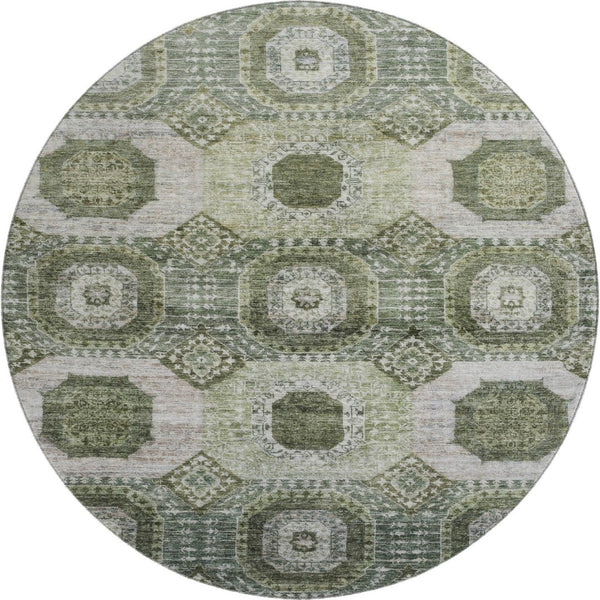 HomeRoots 8' X 10' Olive Green & Beige Abstract Geometric Washable Area Rug - Durable, Stylish, UV-Resistant! 708311