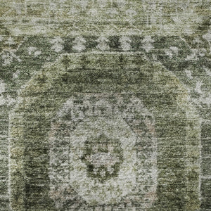 HomeRoots 8' X 10' Olive Green & Beige Abstract Geometric Washable Area Rug - Durable, Stylish, UV-Resistant! 708311