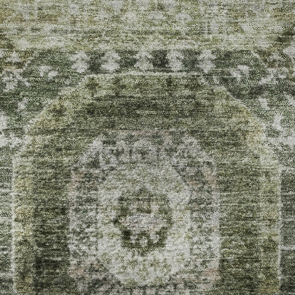 HomeRoots 8' X 10' Olive Green & Beige Abstract Geometric Washable Area Rug - Durable, Stylish, UV-Resistant! 708311
