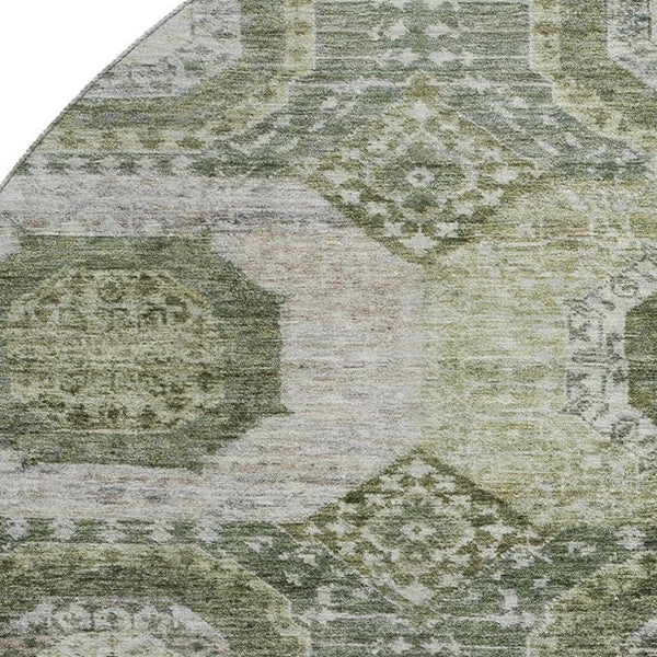 HomeRoots 8' X 10' Olive Green & Beige Abstract Geometric Washable Area Rug - Durable, Stylish, UV-Resistant! 708311