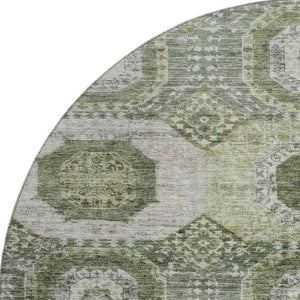 HomeRoots 8' X 10' Olive Green & Beige Abstract Geometric Washable Area Rug - Durable, Stylish, UV-Resistant! 708311
