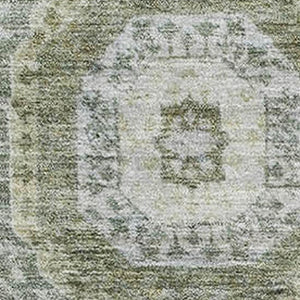 HomeRoots 10' Olive Green & Beige Abstract Geometric Washable Area Rug with UV Protection for Busy Homes 708313