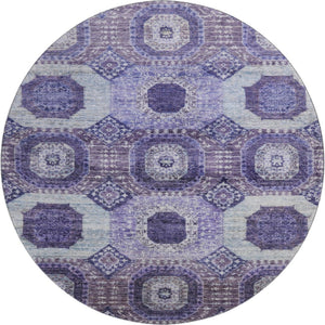 HomeRoots 8' X 10' Stylish Purple & Silver Abstract Geometric Washable Area Rug with UV Protection & Durability 708317