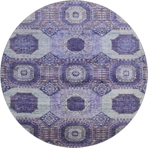 HomeRoots 8' X 10' Stylish Purple & Silver Abstract Geometric Washable Area Rug with UV Protection & Durability 708317