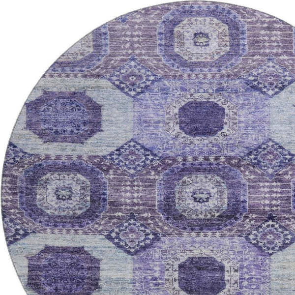 HomeRoots 8' X 10' Stylish Purple & Silver Abstract Geometric Washable Area Rug with UV Protection & Durability 708317