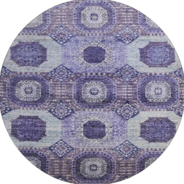 HomeRoots 8' X 10' Stylish Purple & Silver Abstract Geometric Washable Area Rug with UV Protection & Durability 708317