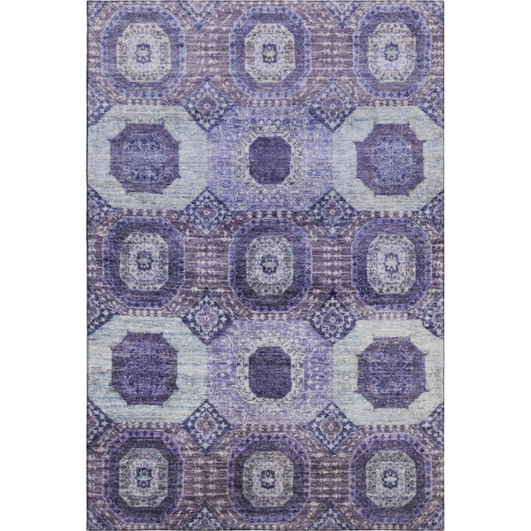HomeRoots 9' X 12' Purple & Silver Abstract Geometric Washable Area Rug – Durable, UV-Protected, Modern Style! 708318