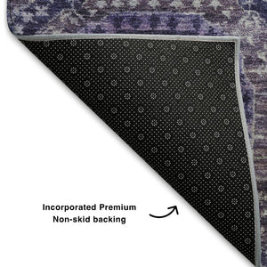HomeRoots 9' X 12' Purple & Silver Abstract Geometric Washable Area Rug – Durable, UV-Protected, Modern Style! 708318