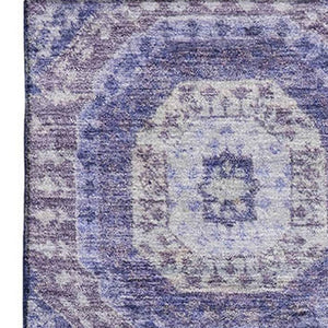 HomeRoots 10' Abstract Purple and Silver Geometric Washable Area Rug with UV Protection - Stylish & Durable! 708319