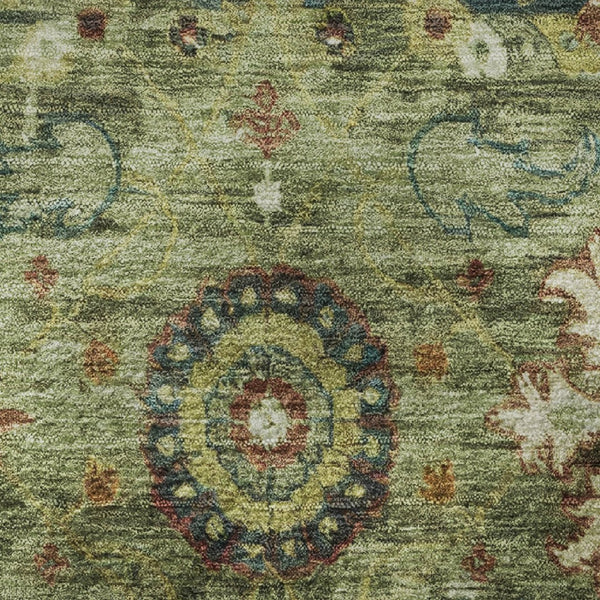 HomeRoots 8' X 10' Artichoke Green Rust Gold Washable Oriental Area Rug - UV Protected, Durable, Non-Slip Design 708323