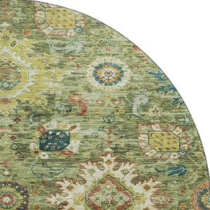 HomeRoots 8' X 10' Artichoke Green Rust Gold Washable Oriental Area Rug - UV Protected, Durable, Non-Slip Design 708323