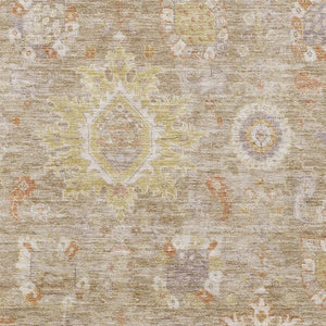 HomeRoots 5' X 8' Beige Ivory Gold Oriental Area Rug - Washable, Stain Resistant, UV Protected for Busy Homes 708327