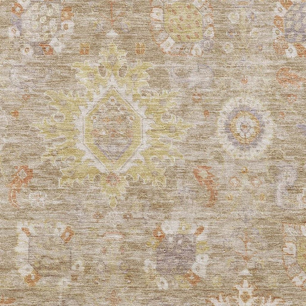 HomeRoots 5' X 8' Beige Ivory Gold Oriental Area Rug - Washable, Stain Resistant, UV Protected for Busy Homes 708327