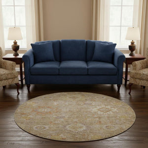 HomeRoots 8' X 10' Elegant Beige Ivory Gold Oriental Washable Area Rug with UV Protection for Modern Homes 708329