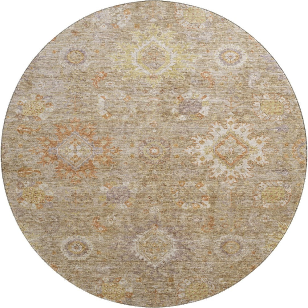 HomeRoots 8' X 10' Elegant Beige Ivory Gold Oriental Washable Area Rug with UV Protection for Modern Homes 708329