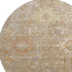 HomeRoots 8' X 10' Elegant Beige Ivory Gold Oriental Washable Area Rug with UV Protection for Modern Homes 708329