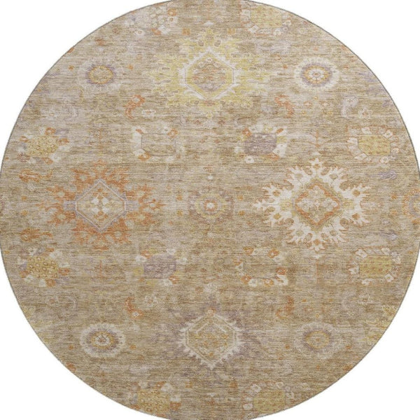 HomeRoots 8' X 10' Elegant Beige Ivory Gold Oriental Washable Area Rug with UV Protection for Modern Homes 708329