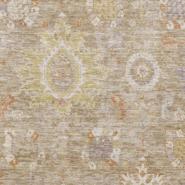 HomeRoots 9' X 12' Beige Ivory Gold Oriental Area Rug – Washable, UV Protected, Durable & Easy-Care Design 708330