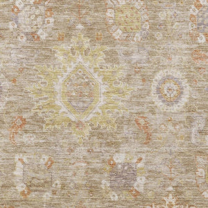 HomeRoots 10' X 14' Beige Ivory Gold Oriental Area Rug - Washable & Stain Resistant with UV Protection 708331