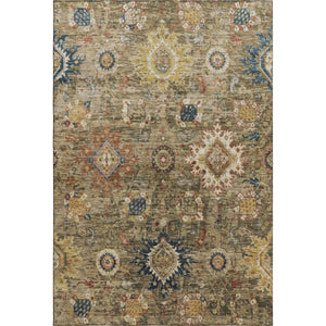 HomeRoots 10' X 14' Brown Blue Gold Washable Oriental Area Rug - UV Protected, Stain-Resistant, Non-Slip Design 708337