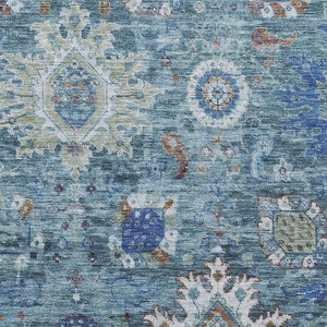 HomeRoots 5' X 8' Blue Rust & Ivory Oriental Area Rug - Stylish, Washable, UV Protected for Busy Homes 708339