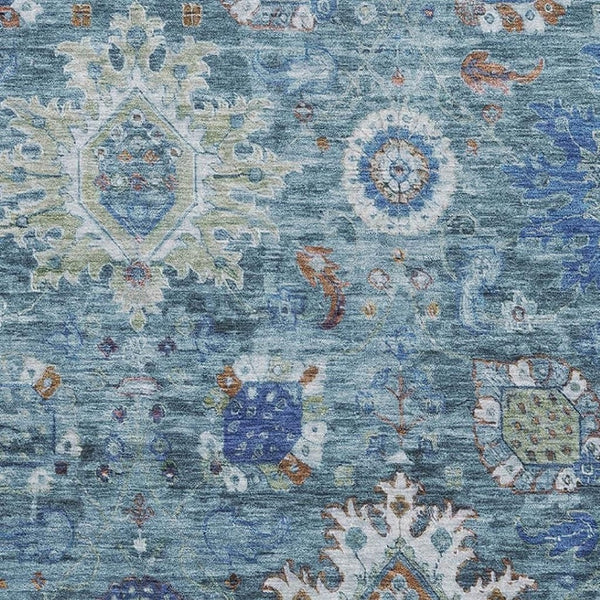 HomeRoots 5' X 8' Blue Rust & Ivory Oriental Area Rug - Stylish, Washable, UV Protected for Busy Homes 708339