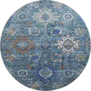HomeRoots 8' X 10' Washable Blue, Rust & Ivory Oriental Area Rug – UV Protected, Stain-Resistant for Homes! 708341