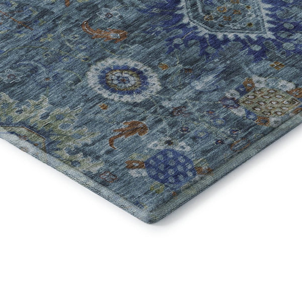 HomeRoots 8' X 10' Washable Blue, Rust & Ivory Oriental Area Rug – UV Protected, Stain-Resistant for Homes! 708341