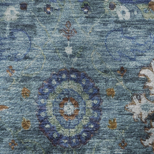 HomeRoots 8' X 10' Washable Blue, Rust & Ivory Oriental Area Rug – UV Protected, Stain-Resistant for Homes! 708341