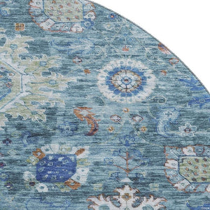 HomeRoots 8' X 10' Washable Blue, Rust & Ivory Oriental Area Rug – UV Protected, Stain-Resistant for Homes! 708341