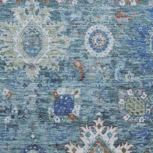 HomeRoots 9' X 12' Blue, Rust & Ivory Washable Oriental Area Rug – UV Protected, Stain-Resistant & Durable Design 708342