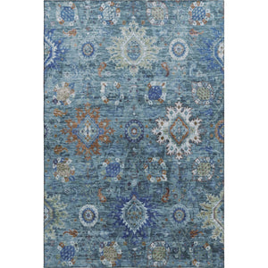 HomeRoots 10' X 14' Blue, Rust & Ivory Oriental Washable Area Rug - Durable, UV-Protected & Family-Friendly Decor 708343