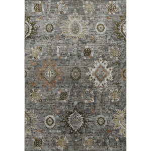HomeRoots 5' X 8' Washable Pewter Copper Beige Oriental Area Rug with UV Protection, Stain-Resistant Design 708345