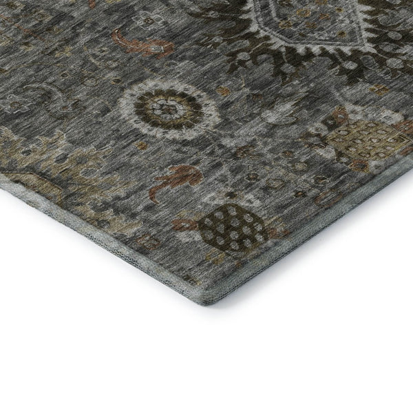 HomeRoots 5' X 8' Washable Pewter Copper Beige Oriental Area Rug with UV Protection, Stain-Resistant Design 708345