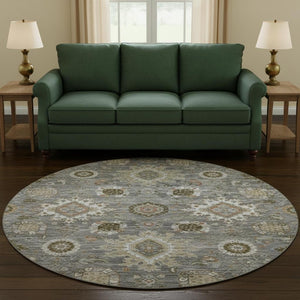 HomeRoots 8' X 10' Elegant Pewter Copper & Beige Washable Area Rug with UV Protection for Busy Homes 708347