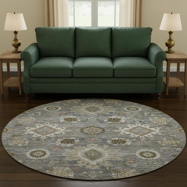 HomeRoots 8' X 10' Elegant Pewter Copper & Beige Washable Area Rug with UV Protection for Busy Homes 708347