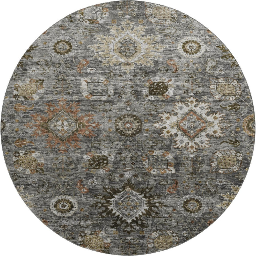 HomeRoots 8' X 10' Elegant Pewter Copper & Beige Washable Area Rug with UV Protection for Busy Homes 708347